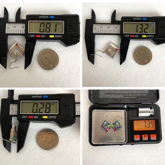 Firefly Mosaic Jewelry Silver Plated Rhinestone Dangle Drop Earrings 925 Hooks - Picture 10 of 16